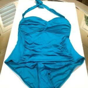 Liz Claiborne women’s swimwear 18 W NWT aqua/Blue Tommy Control/concealer